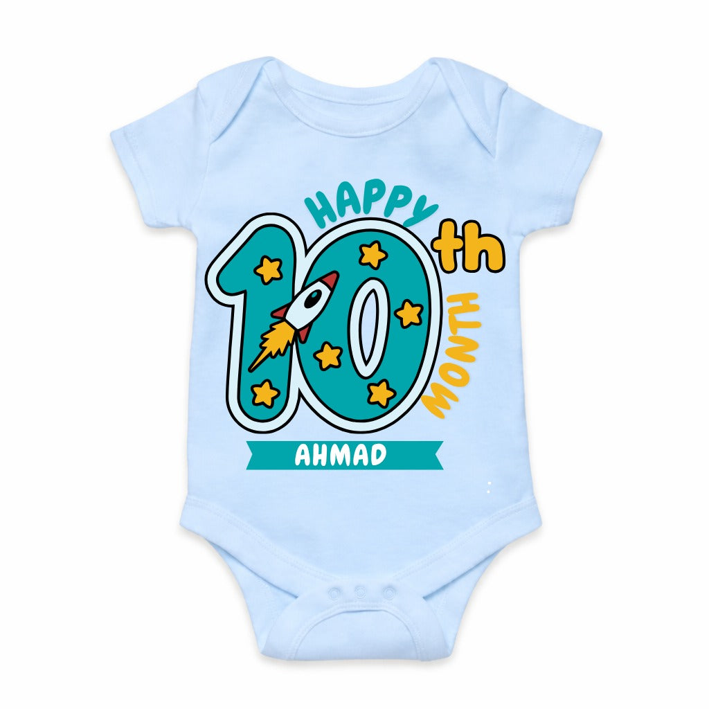 Happy 10th Month Baby Romper | Personalized Name Print