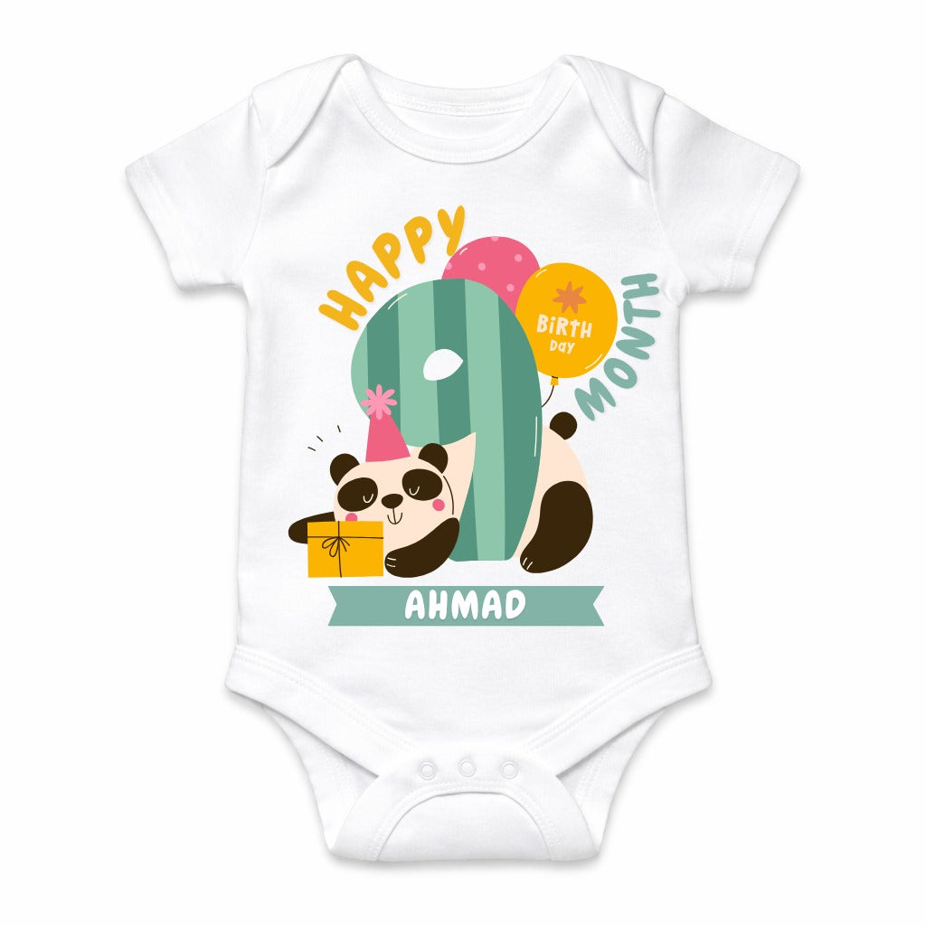 Happy 9th Month Baby Romper | Personalized Name Print